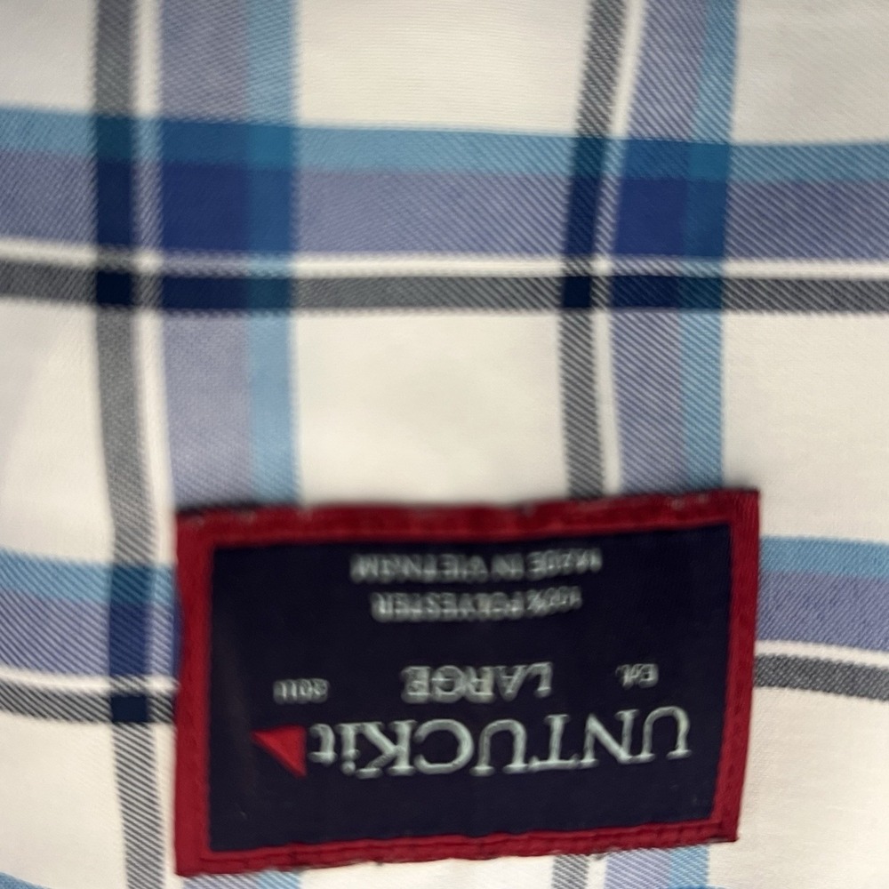 UNTUCKit Mens Medium Booker Short Sleeve Button Down‎ Plaid Shirt Performance - Picture 4 of 7